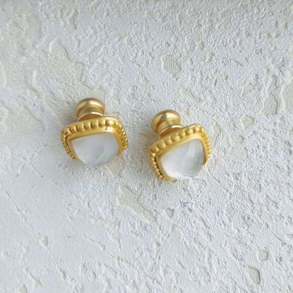 Julie Vos Marbella Clear Crystal Gold Stud Earrings - Picture 4 of 4